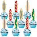 48 Pieces Surfboard Cupcake Toppers Surfboard Beach Cake Decorations Surfboard Mini Accents for Swimming Pool Summer Beach Party Luau Birthday Baby Shower Party Supplies