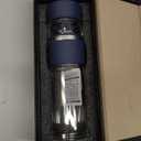 MagicFlow One-Press Smart Tea Infuser Bottle, Double-Walled Glass Teapot for Loose Leaf, Leakproof Portable Travel Tea Tumbler (15.6oz, Twilight Blue)