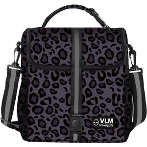 VLM Lunch Bags for Women,Leakproof Insulated Floral Lunch Box with Adjustable Shoulder Strap Reusable Zipper Cooler Tote Bag for Work,Picnic,Camping Leopard-Purple (Medium)