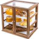 Pastry Display Case,Cookie Display, Professional-Grade Retail Bakery Display Case,,3 Tier Premium Acacia Wood and Clear Acrylic Bread Box,with Removable Trays and Rear Doors for Home or Commercial Use