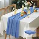 Cheesecloth Table Runner Dusty Blue Gauze Rustic Cheese Cloth Table Runners 120 Inch 10 FT for Wedding Baby Bridal Shower Birthday Party Sheer Spring Home Boho Decorations