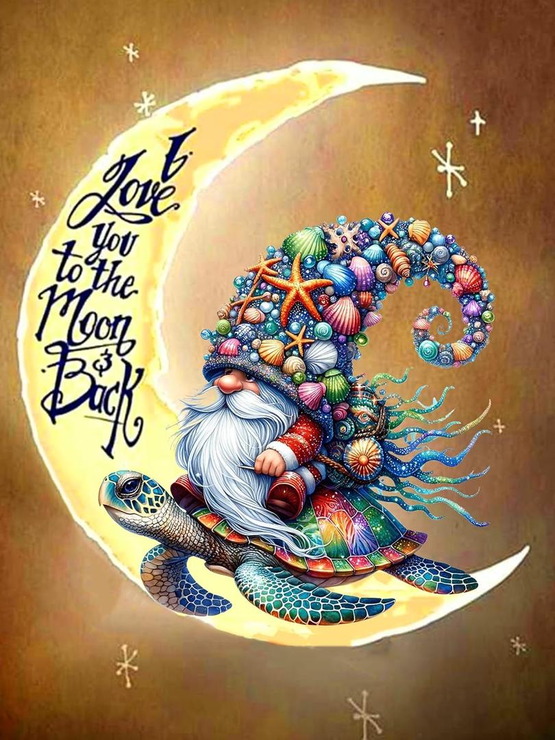 4 x 5D Diamond Painting Kits for Adults Moon Gnome Diamond Art Kits for Adoults DIY Full Round Paint with Diamond Art Dots Moon Turtle Gem Art Painting Crafts for Home Wall Decor 11.8x15.7inch