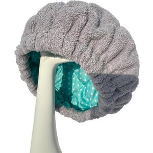 AKISS Flaxseed Deep Conditioning Heat Cap Portable Microwave Hot Bonnet Therapy Hair care Cap For Women (Grey/Dot, Large)