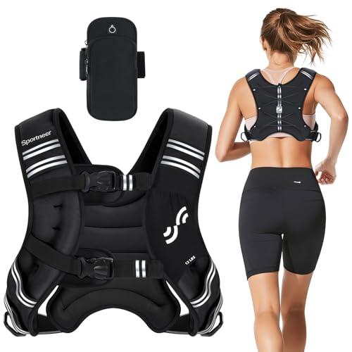 Weighted Vest for Men and Women: Sportneer 8lbs Weight Vest with Reflective Stripe Running Vest with Large Pocket for Cardio Workout Strength Training Fitness Muscle Building Weight Loss Weightlifting 8LB