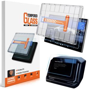 For Tesla Cybertruck Glossy Screen Protector - [More Clear& Smooth] Cyber Truck EV Pickup Accessories - 9H+ Ultimate Tempered Glass for 18.5" Front & 9.4" Rear Screen - Mounting Frame Kit