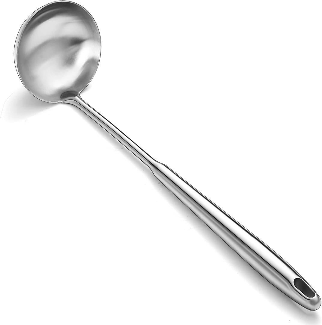Stainless Steel Soup Ladle  Extra-Deep Large-Capacity Ladle with Long Hollow Handle, Dishwasher Safe, Easy to Clean  Ideal for Soup, Stew, Broth & Sauce