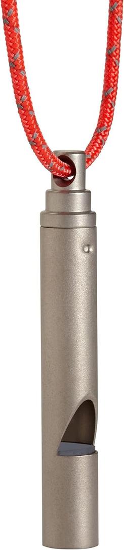 Vargo Titanium Emergency Whistle  Ultralight 100+ dB Pealess Safety Whistle with Reflective Neck Lanyard  Durable Survival Whistle for Hiking, Backpacking, Camping, and Emergency Kits