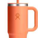 Hydro Flask Travel Tumbler with Handle, Lid and Straw - Insulated Stainless Steel in 24 Oz Nectar Orange