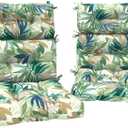 DYTXIII Outdoor High Back Chair Cushions Set of 2, Water Repellent Tufted Rocking Seat Cushions Replacement 44 x 22 Inch, Seat & Back Chair Pads for Patio, Balcony and Indoor Use -Lush Leaf Green, 44x22x4