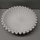 OAKOA Concrete Decorative Bowl - White Large Decorative Bowls for Home Decor - Coffee Table Bowl Decor - Scalloped Ruffle Centerpiece Bowl