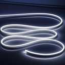 12V White Neon LED Strip Lights - 16.4FT Bendable Waterproof Cuttable, Flex Silicone Neon Rope Lights for Kitchen, Bedroom, Indoor Outdoor DecorationNo Adapter