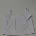 Women's Sleeveless Shirt Fitted Scoop Neck Basic Long Crop Tank Top Square Cotton White, M