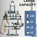 Shower Caddy Hanging - Never Rust Shower Hanging Organizer - Aluminum Over the ShowerHead Caddy with Soap Basket and 6 Hooks for Razor/Sponge (Black)