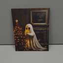 XIPLUM Retro Ghost Christmas Canvas Wall Art Vintage Ghost & Christmas Tree Poster Picture Wall Decor Funny Xmas Aesthetic Painting Artwork for Home Office Living Room Bedroom Decoration, 8x10 Inch
