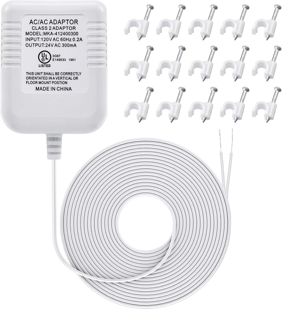 Hotop 24 Volt C Wire Adapter for Smart Thermostat, UL Listed 16.5ft Long Power Connector C Wire for All Versions of Smart Thermostat Compatible with Nest, Honeywell, Ecobee, Wyze, Sensi