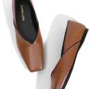 RONILURN Women's Flats Comfortable Square Toe Ballet Flats Slip On Casual Dress Shoes Flats for Women Brown, 7