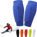 Shin Defender Shin Guards Kids, Soccer Shin Guards for Youth Adult, Lightweight Calf Protective Gear for Football Soccer with Honeycomb Pads (Large, Blue)