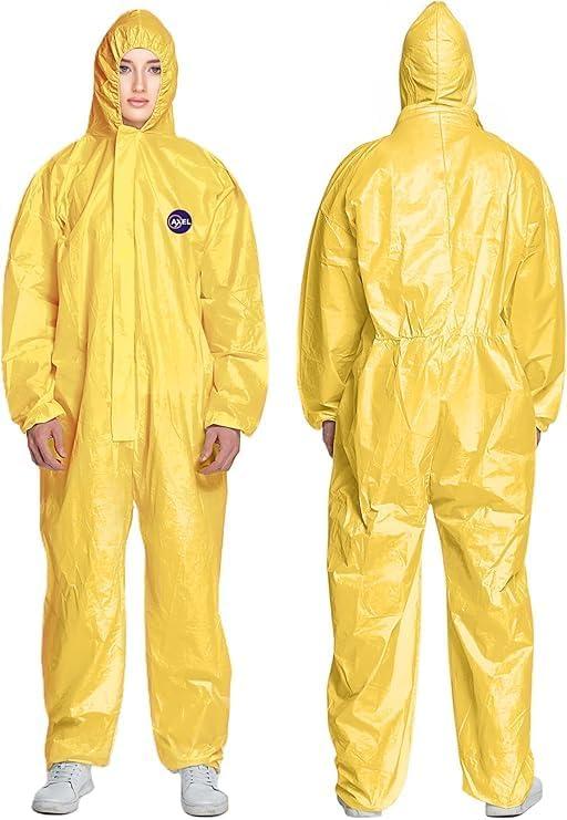 AXEL Yellow Hazmat Suits Disposable | 8 Size Options | 1 Pack, 5 Pack, or 20 Pack | Breathable Protective Coveralls with Hood (Medium)