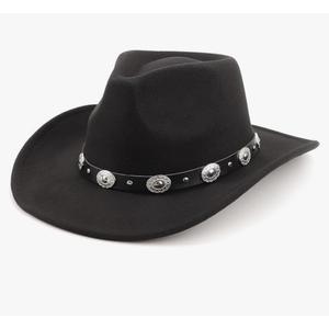 Women Men Classic Felt Wide Brim Western Cowboy & Cowgirl Cap Belt Buckle Retro Panama Hat Unisex Rolled up Caps
Large