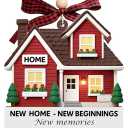 New Home Ornament – Red Wooden Housewarming Gift for Couples, Friends & New Homeowners – “New Home New Beginning” Wooden Home Decor 2 Pack