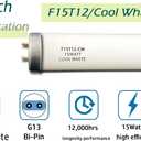 2pack F15T12-CW Cool White 15Watt Fluorescent Light Bulb,18inch 4100K Straight Linear Preheat Lamp,T12 Tube 1.5'' Dia Replacement for Kitchen and Bath