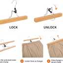 Amazon Basics Sturdy Wooden Pants Hangers for Closet Organization, Natural, 10-Pack