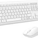 Wireless Keyboard and Mouse Combo, Full Size Silent Ergonomic Keyboard and Mouse, Long Battery Life, Optical Mouse, 2.4G Lag-Free Cordless Mice Keyboard for Computer, Mac, Laptop, PC, Windows(White)