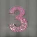 Pooqla Marquee Number Lights, Pink Light Up Numbers for Girls 3rd 13th Birthday, Battery Powered Glitter Number Night Light Gift for Christmas Bedroom Dorm Party Decoration, Cool White Number 3
