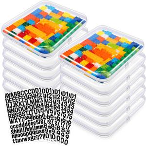 7 Pcs Clear Hard Zipper Case Plastic Zipper Pouch with 5 Sheets Alphabet Stickers Double Toy Storage Organizer Makeup Case for Travel Building Blocks Puzzles Cosmetic(13.78 x 11.81 x 2)