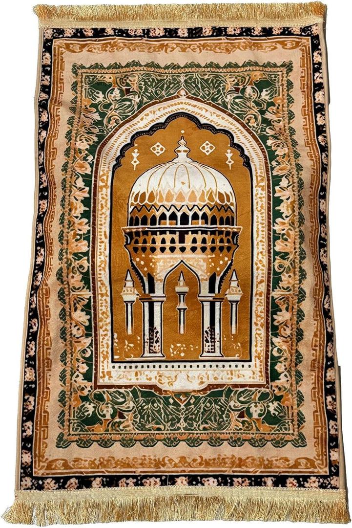 Thick Prayer Mat 3.15 in  Extra Soft Kneeling Cushion for Worship & Meditation, Non-Slip Velvet Mat for Home Mosque Church Use, Comfortable Foldable Prayer Rug for Adults (Yellow)