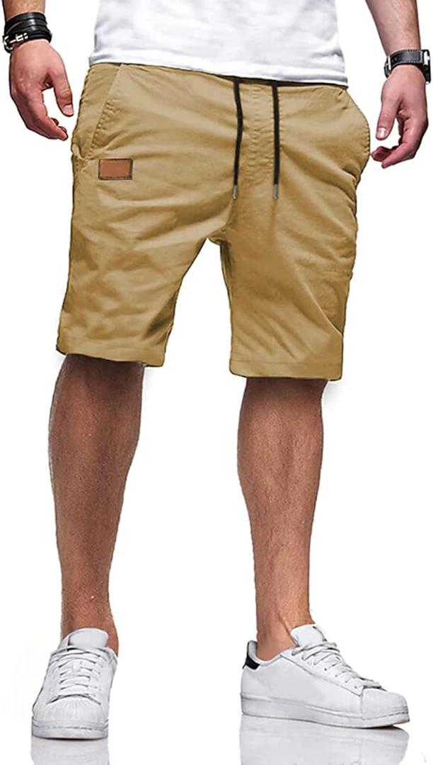 Men's Casual Classic Fit Athletic Workout Golf Cotton Cargo Shorts With 4 Pockets for Summer Beach (S)