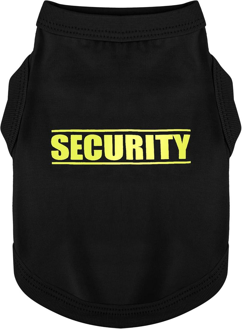 Discover Cozy Cotton Canine Wear: Soft, Lightweight, and Breathable Dog Shirt Vest with Eye-Catching Graphics(Security), Keeping Your Furry Friend Warm and Comfy! Black Small