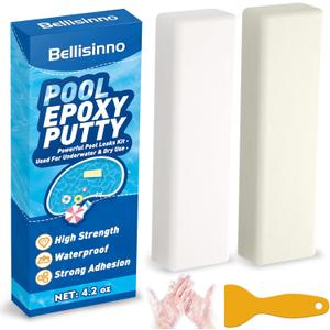 Bellisinno Pool Putty 4.2 oz. White Pool Epoxy Putty, 2-Part Underwater/Above-Water Repair