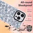 ChiCsFleur for iPhone 16 Case, TPU Phone case with Camera Protection for Women Girls Teens - Blue Silver Leaf Gift Design Chinoiserie Decor Colored Natural Artsy Sorority Aesthetic Unique (IndigoSophora)