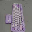 FOPETT Wireless Keyboard and Mouse Cute Mouse and Keyboard 2.4G Wireless Keyboards with Colorful 68 Keys Typewriter Retro Round Keycap for PC, Laptop,Tablet,Computer Windows - Purple Colorful