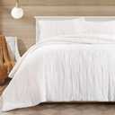 Hombys 100% Cotton Muslin Oversized King 120x120, Lightweight and Breathable Down Alternative, Soft Gauze Summer Bed Comforter, Off White Reversible Fluffy Duvet Insert