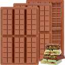 Chocolate Bar Mold, Non-Stick Dubai Chocolate Molds, Food Grade Silicone Deep Chocolate Bar Mold for Pistachio, Candy- Set of 3 (Square)