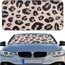 Windshield Sun Shade Foldable Car Front Window Covers for Car Accessories Sun Heat UV Rays Visor Protector Protection for Universal Cars SUV Truck(Leopard)