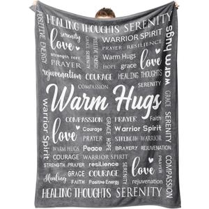 Afterprints Warm Hugs Healing Blanket - Get Well Soon Gifts for Women Men, Cancer Care, Chemo, After Surgery, Thinking of You Gifts, Soft Throw Blanket 50"x60" (Grey)
