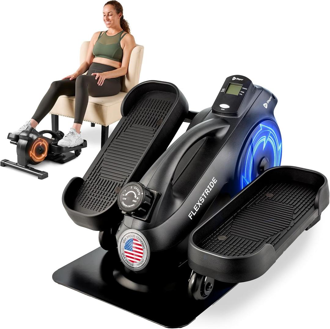 Lifepro Portable Under Desk Elliptical Exercise Machine - Motorized Pedal Exerciser for Home Workouts, Muscle Toning, Energy Boost - Mini Foot & Leg Exerciser with Fitness App,FlexStride Regular, Black 