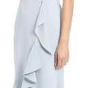 London Times Women's Dresses Feminine Ageless Surplice V-Neck Faux Wrap Ruffle Dress Office Event Shower Guest of, Cashmere Blue, 2