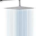 RODDEX Square Rain Shower Head, High Pressure Rainfall Showerhead, Large Fixed Stainless Steel Polished Chrome Shower Rain, 12 Inch Rainhead and 15 Inch Extension Arm