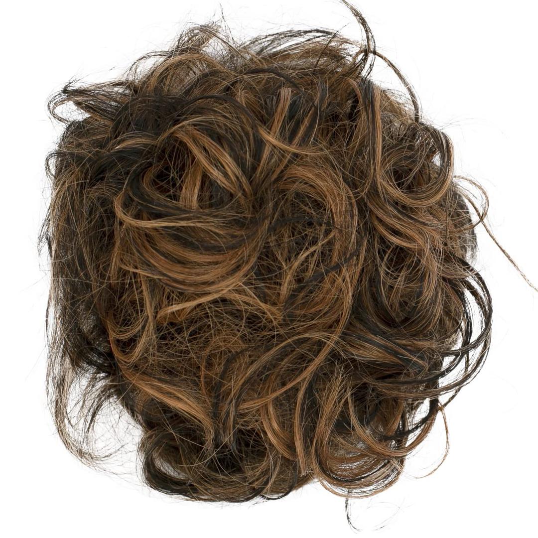 CAISHA 100% HUMAN HAIR Scrunchie Hair Piece Updo Braid Hair Scrunchy Messy Bun Black Light Brown Mix H312h