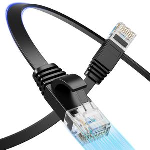 Cat 6 Flat Ethernet Cable 50 FT, UTP 10Gbps High-Speed Cat6 Ethernet Cable, Pure Copper Cat 6 Cable, Long Ethernet Cable for Home or Office Network Wiring, Black