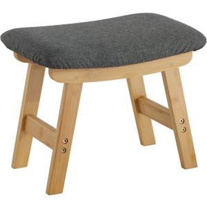 Foot Stool Ottoman Foot Rest Under Desk,Small Stool for Living Room, Bedroom and Kitchen (Natural Legs - Gray Stool Surface)