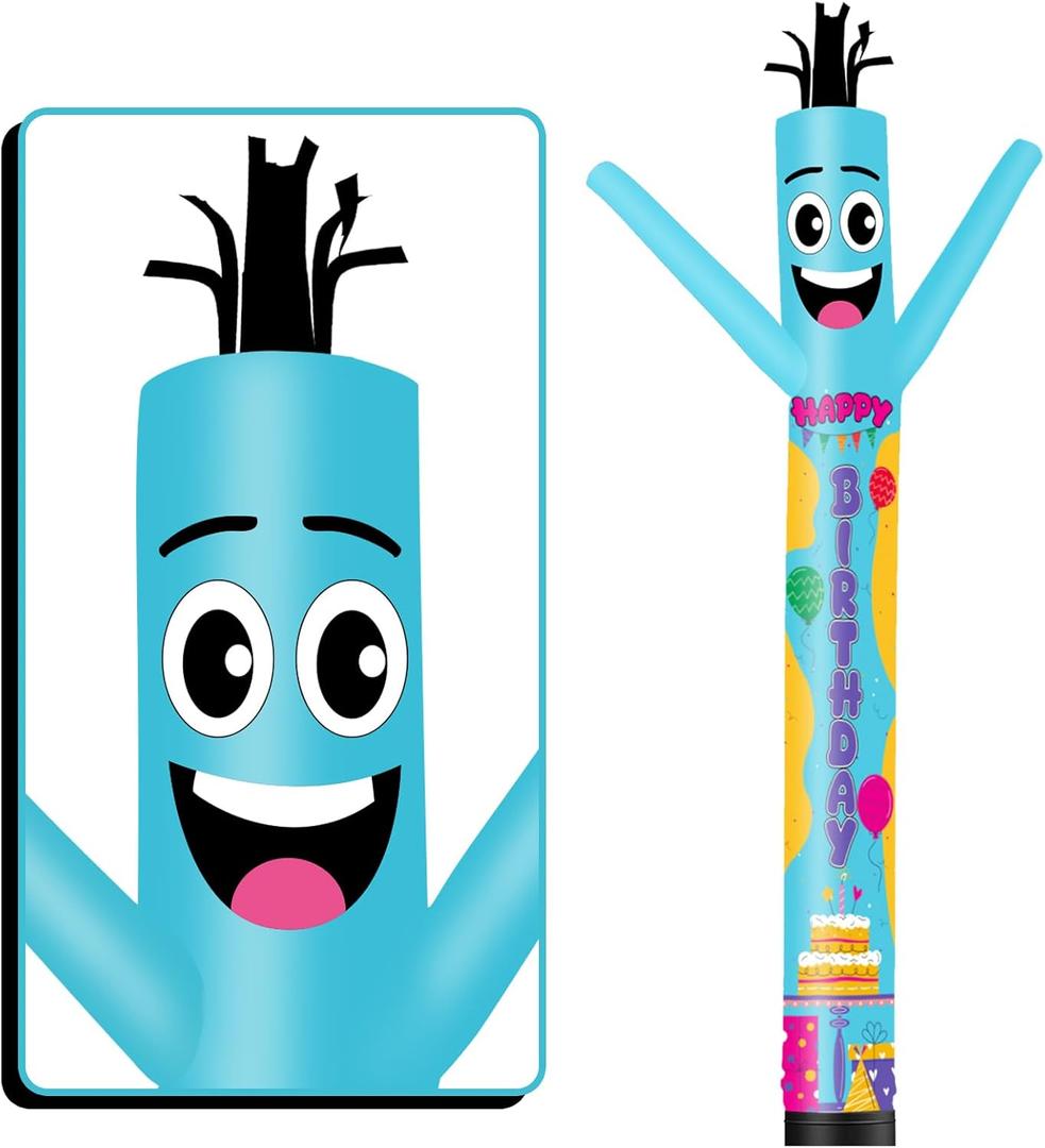 15FT Tall Happy Birthday Inflatable Tube Man (18''Diameter) Wacky Wavy Dancing Guy for Outdoor Decoration Advertising Business Promotion (Blower Not Included)