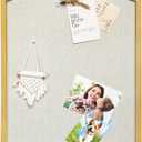 Linen Bulletin Board, Large 20"x30" Pin Board for Walls, Fabric Bulletin Board for Home Kitchen Office DecorativeGold Frame Cork Board(Gold-5075)