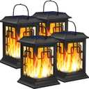 Solar Lanterns Outdoor Waterproof, Hanging Solar Lights for Outside Black Hanging Solar Powered Lantern Decorative for Garden Yard Patio, 4 Pack