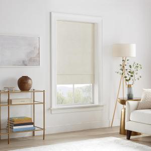 ECLIPSE Drew Noise Reducing Blackout Cordless Lined Window Roman Shade for Living Room, 33 in x 64 in, Ivory