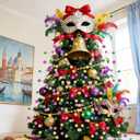 3 x 8 Pcs Carnival Decorations,15" Carnival Glitter Tree Picks Stems Ornaments Table Centerpieces Decor, Artificial Purple Gold Green Berry Flowers Branches Sprays for Carnival Party Home Decor